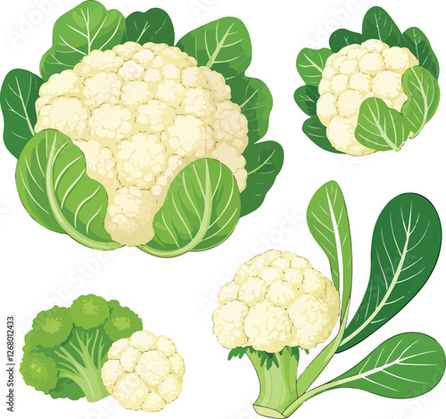 Cauliflower in white background illustration vector design, Cauliflower vector design