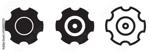 Gear icon set, black gear wheel icons collection. Cogwheel vector icon
