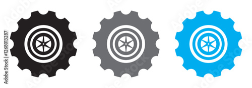 Gear icon set, black gear wheel icons collection. Cogwheel vector icon
