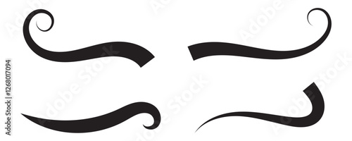 Set of Swoosh vector. Hand drawn swoosh elements, and swoop underline typography tails shape in flat styles. Set of ribbons. Design concept element collection in eps 10.