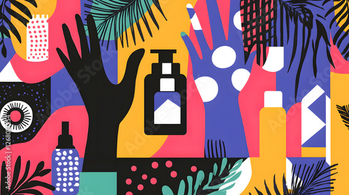 Hand care skin care products fashion illustration
