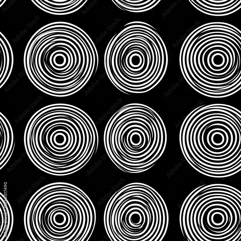 Seamless Pattern - Abstract black and white concentric circles pattern Seamless Pattern - Abstract black and white concentric circles pattern