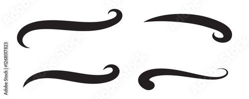 Swoosh vector set. Swoosh element simple design swoop underline typography. Swash and swooshes tails design template isolated on white background. Vector illustration. 