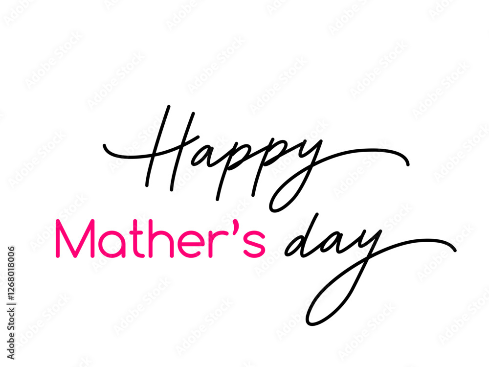 Fototapeta premium Mother's day greeting card. two hearts drawn with one line with the word mom. vector illustration on white background