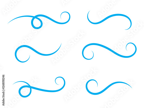 Vector swirl lines. Swash and flourish underlines. Hand drawn swish and swooshes. Calligraphic elegant vintage curved squiggles. Doodle fancy dividers on white background.