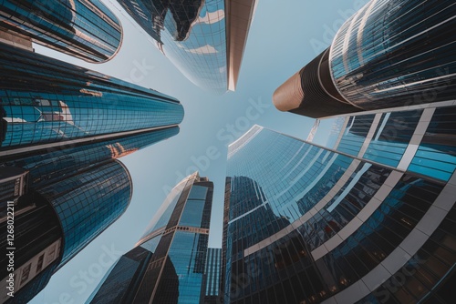 A stunning view of modern skyscrapers, showcasing their reflective glass facades and architectural elegance.