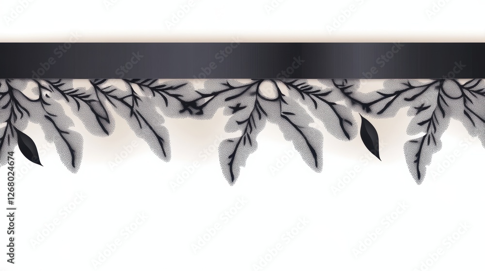 Obraz premium A decorative border featuring intricate leaf designs in grayscale.