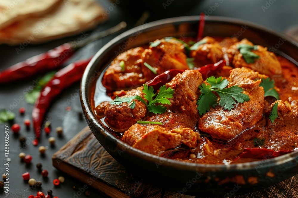 Cooking sizzling spicy chicken with red peppers and vegetables over an open flame in a restaurant kitchen Cooking sizzling spicy chicken with red peppers and vegetables over an open flame in a restaurant kitchen
