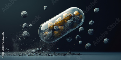 Capsule with minerals. Modern concept of minerals complex
