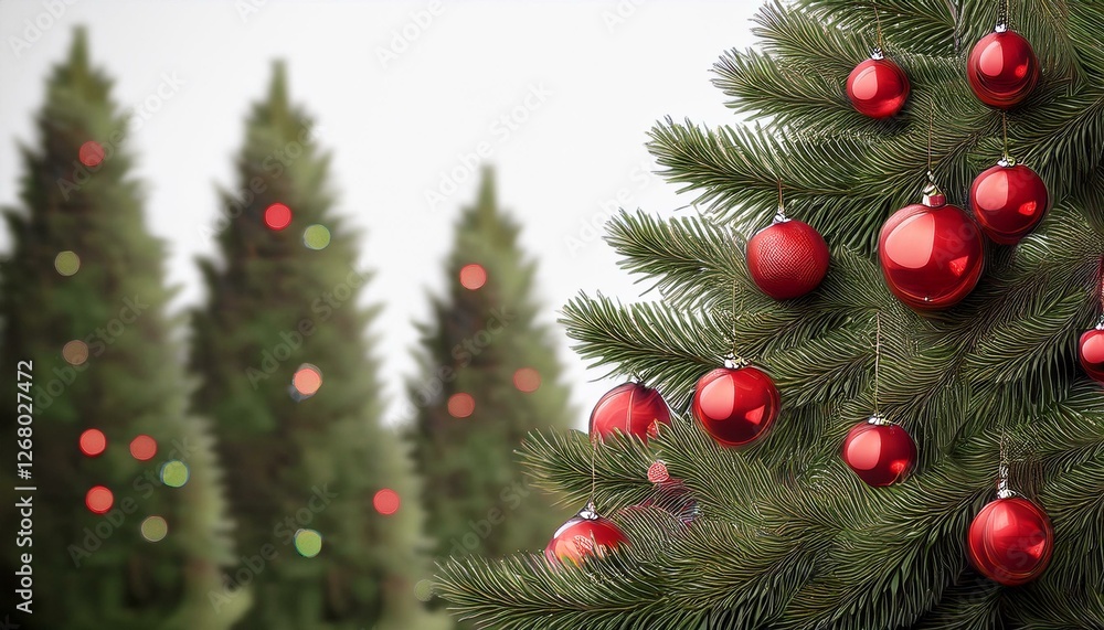 digital illustration of a christmas tree decorated with red ornaments digital illustration of a christmas tree decorated with red ornaments