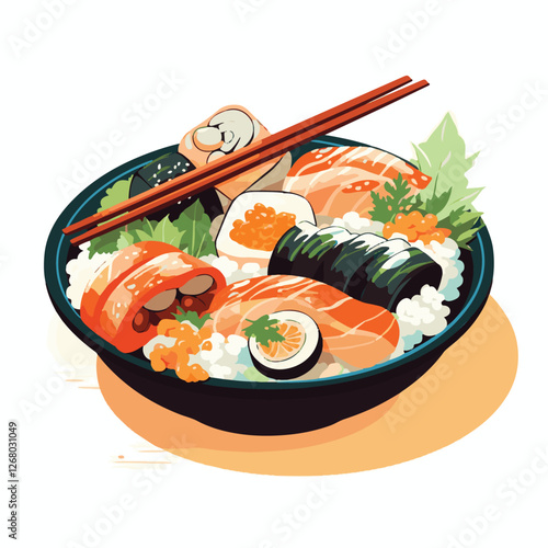 Adobe Illustrafood, japanese, cuisine, traditional, asian, meal, japan, restaurant, culture, healthy, rice, seafood, japanese food, sushi, dish, fresh, delicious, lunch, gourmet, menu, dinntor Artwork