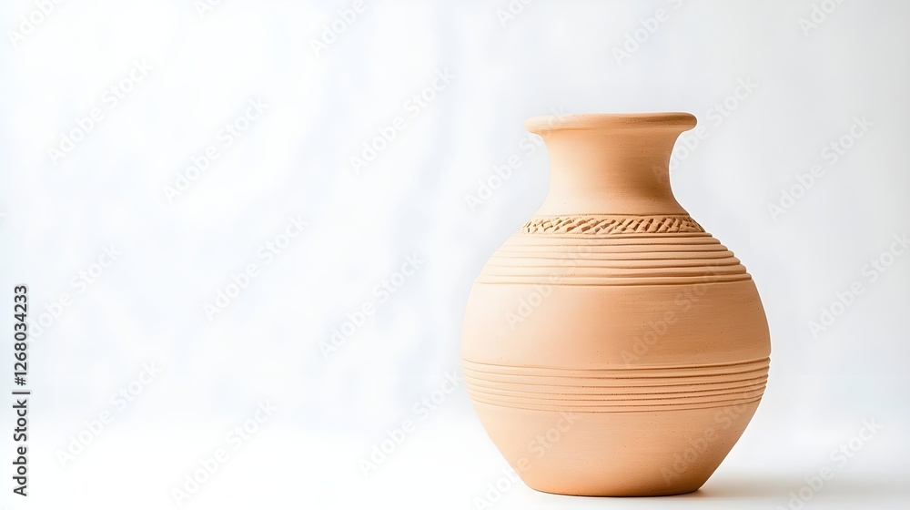Elegant Clay Pot with Simple Design on Light Background Elegant Clay Pot with Simple Design on Light Background
