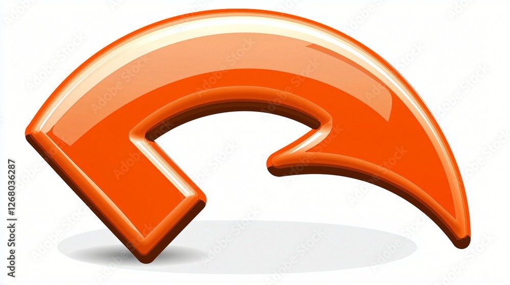 Orange curved arrow pointing left. Website navigation design element Orange curved arrow pointing left. Website navigation design element