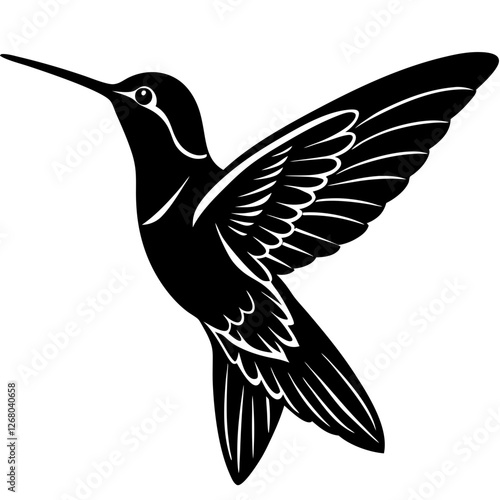 hummingbird black silhouette vector, Simple silhouette Design vector icon with white background. Wild Animal Vector. Bird Vector 
