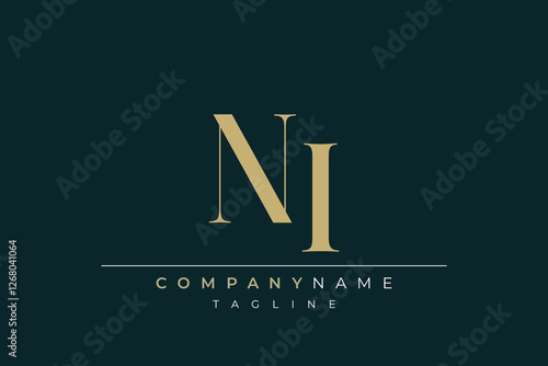 Elegant Monogram with Sophisticated Typography Design Featuring NI with Sophisticated Typography