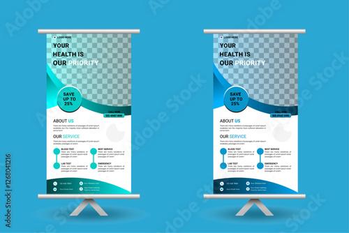 modern creative Medical healthcare roll-up banner template layout design for print