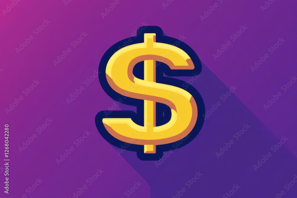 Shiny dollar sign with a purple background in a digital design Shiny dollar sign with a purple background in a digital design
