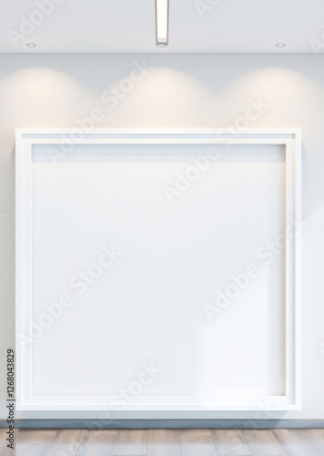 A mockup of a large empty frame or blank white photo frame on the wall in a modern building office interior background copy space for text wall art mockup interior wall frame mockup art home empty mod photo