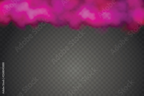 Color smoke effect background. Realistic decorative fog in the air, vapor, creeping smoke puff. Layout of cloudy smog. Transparency vector illustration.