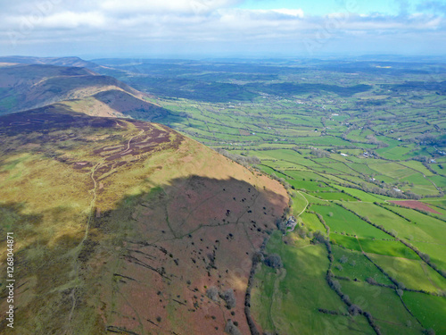 Wall Mural Aerial view from the hills above Pandy in Wales