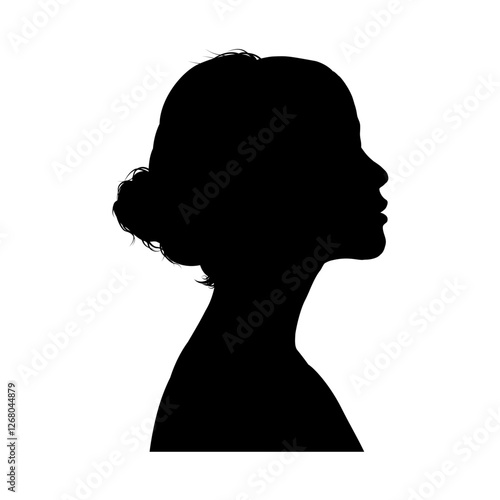 beautiful young woman face profile silhouette - vector illustration
