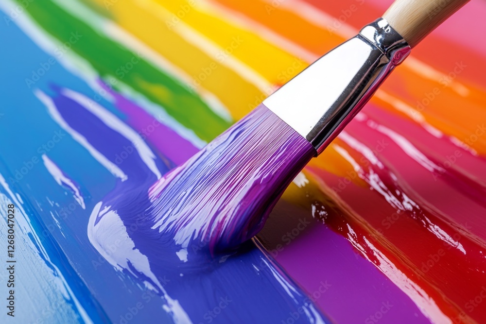 Obraz premium Vibrant paintbrush strokes creating a colorful rainbow on a canvas