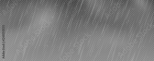  Raindrops on transparent background. Storm with rain and white cloud isolated on transparent background. Downpour, hail rainy weather. Rain and snow, rain and hail png.