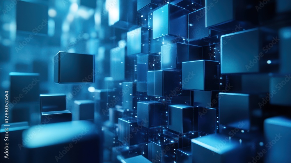 Abstract digital cubes, futuristic, technology, background. Possible use presentation backdrop, tech poster Abstract digital cubes, futuristic, technology, background. Possible use presentation backdrop, tech poster