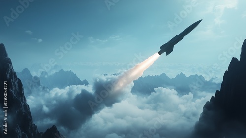 Rocket in the sky