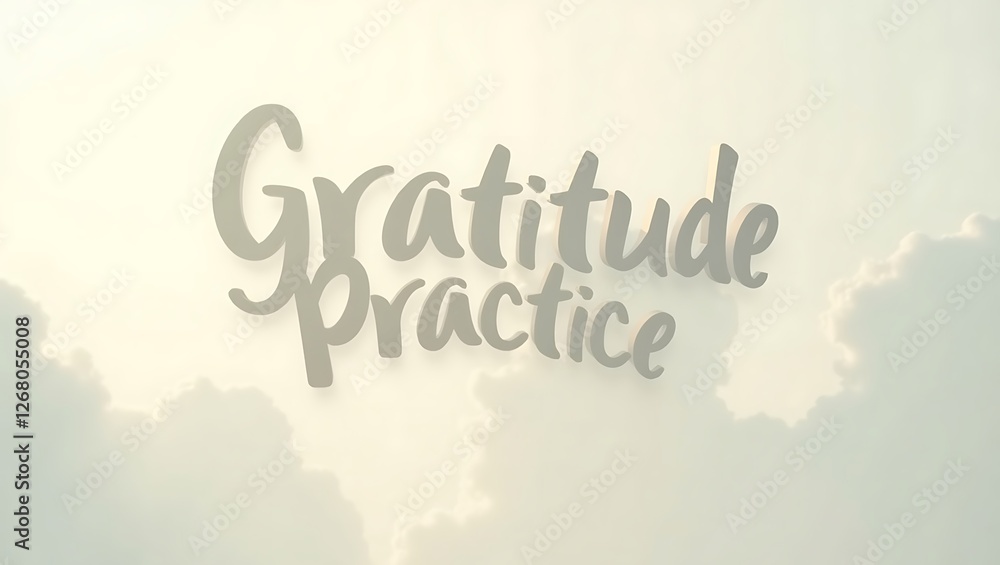 Gratitude practice displayed in a soft cloud backdrop during the early morning Gratitude practice displayed in a soft cloud backdrop during the early morning