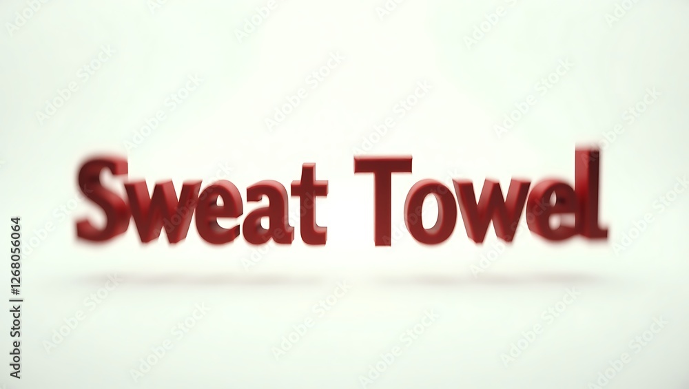 Fototapeta premium Text with red letters says sweat towel appears on light background