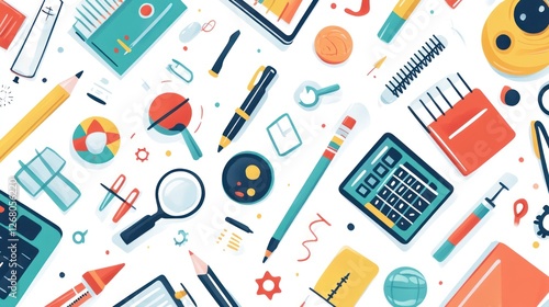 Wallpaper Mural Colorful Stationery Flat Lay Background Torontodigital.ca