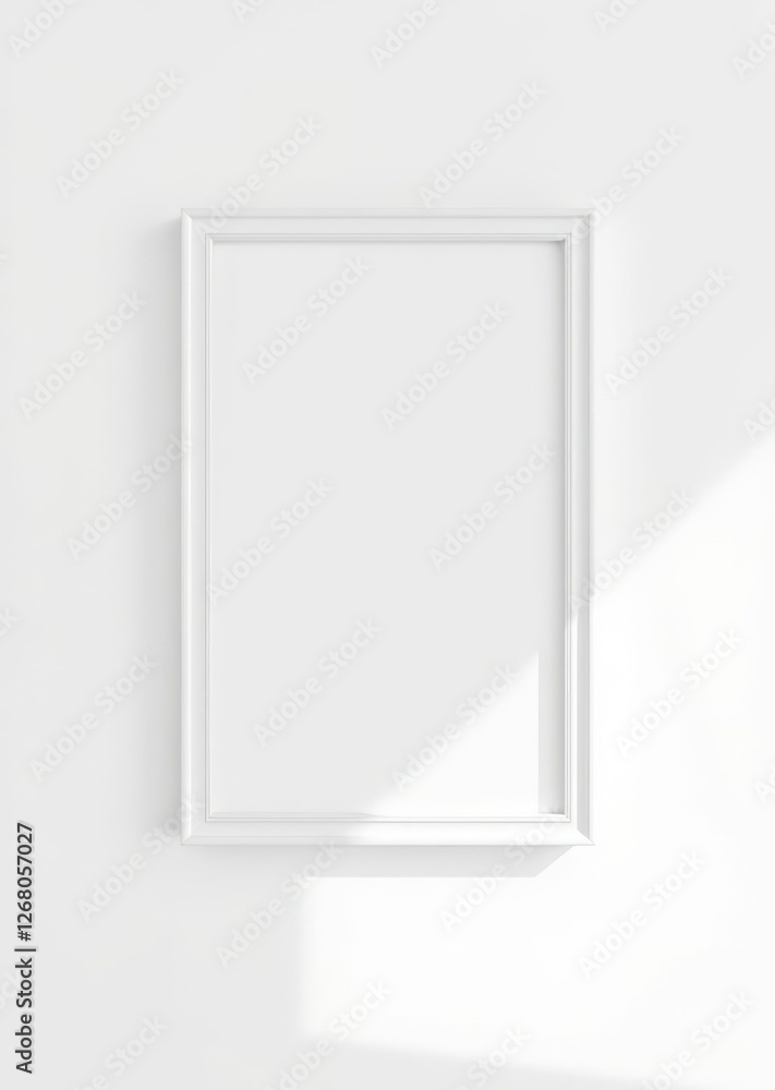 White picture frame on white wall wall art mockup interior wall frame mockup art home empty modern decoration poster White picture frame on white wall wall art mockup interior wall frame mockup art home empty modern decoration poster