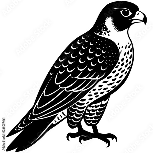 peregrine falcon bird black silhouette vector, Simple silhouette Design vector icon with white background. Wild Animal Vector. Bird Vector 