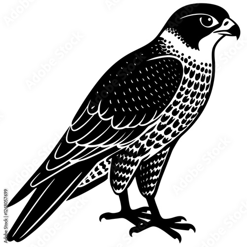 peregrine falcon bird black silhouette vector, Simple silhouette Design vector icon with white background. Wild Animal Vector. Bird Vector 