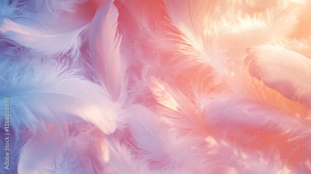 Soft pastel feathers create a dreamy and calming background effect Soft pastel feathers create a dreamy and calming background effect