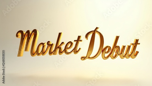 Golden typography displaying 'Market Debut' against a softly lit background