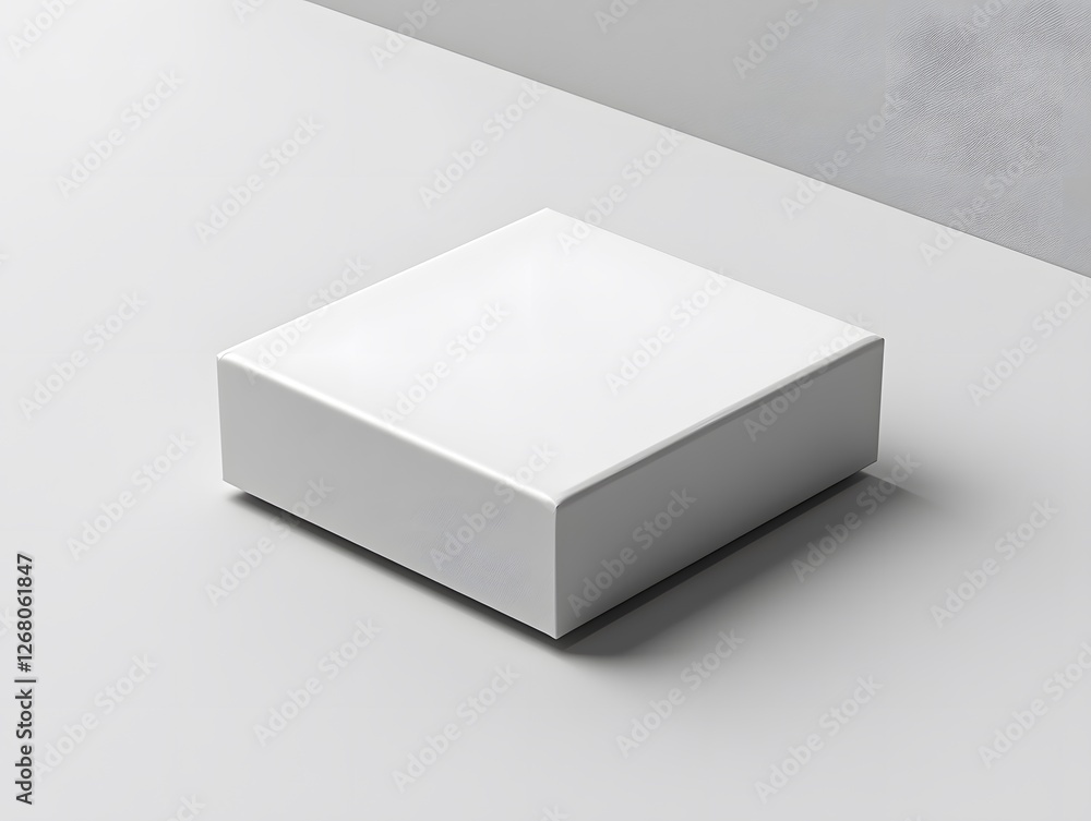 Minimalistic White Box on Smooth Gray Background Minimalistic White Box on Smooth Gray Background