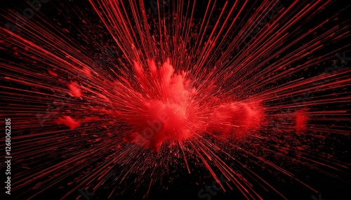 red explosion vector illustration flat design halftone pop art style dark background high contrast red splashes on a black background