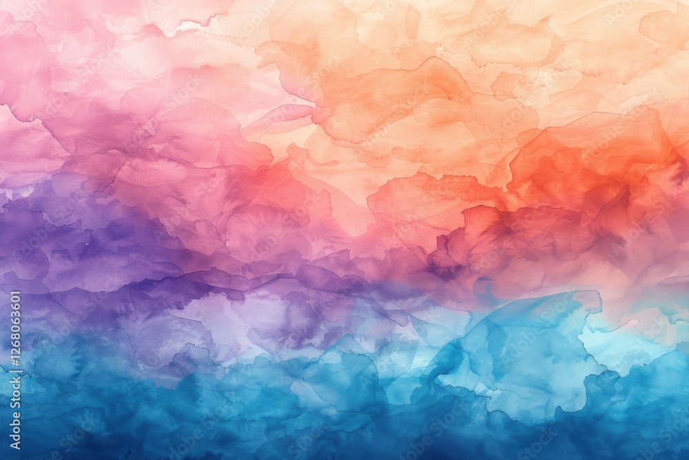 Fototapeta premium Gentle watercolor effect background in pastel pink, blue, and green, evoking a peaceful and artistic feel