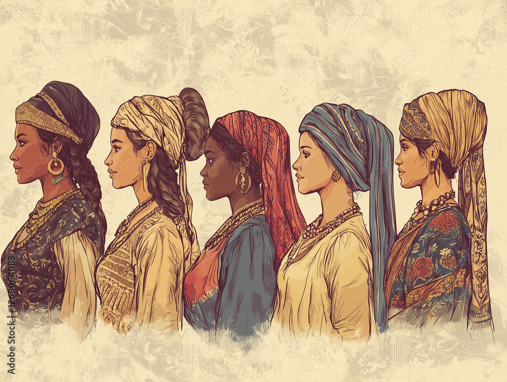 Fototapeta premium group of women standing together in a dreamy