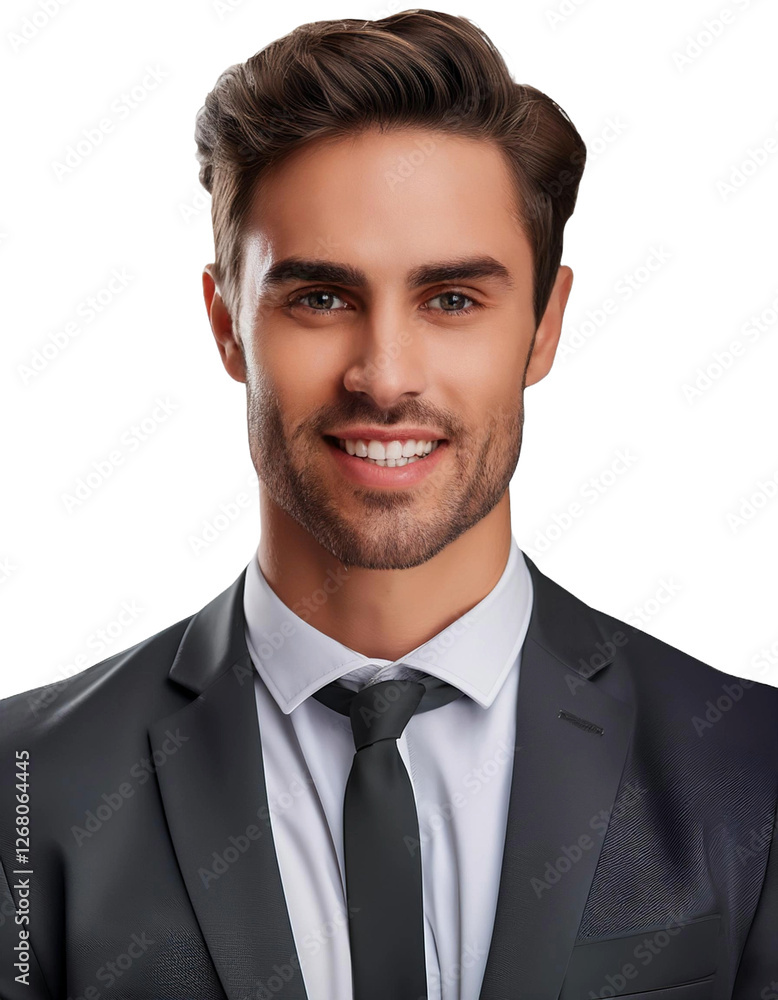 A professional headshot of a smiling young Caucasian man in a suit, isolated against a transparent background. A professional headshot of a smiling young Caucasian man in a suit, isolated against a transparent background.