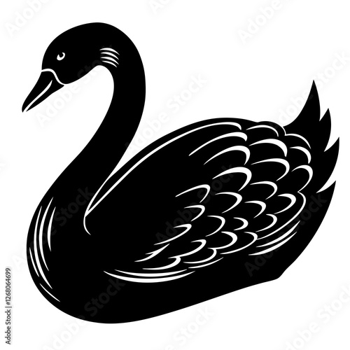 swan bird black silhouette vector, Simple silhouette Design vector icon with white background. Wild Animal Vector. Bird Vector 