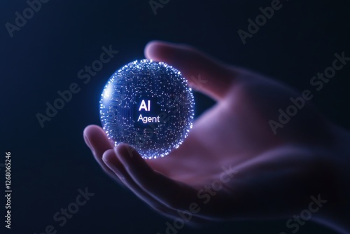 ai agent in human hand: concept of future technology