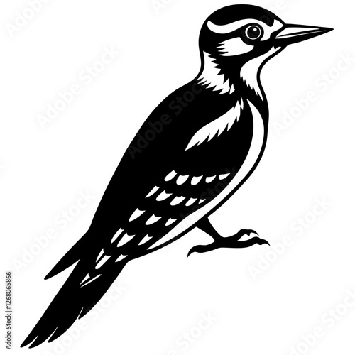 woodpecker bird black silhouette vector, Simple silhouette Design vector icon with white background. Wild Animal Vector. Bird Vector 