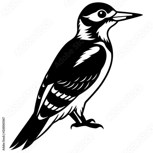 woodpecker bird black silhouette vector, Simple silhouette Design vector icon with white background. Wild Animal Vector. Bird Vector 