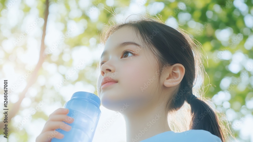 young Girl drinking water on a Sunny Day young Girl drinking water on a Sunny Day