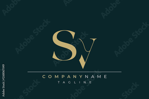 Elegant Monogram with Sophisticated Typography Design Featuring SV with Sophisticated Typography