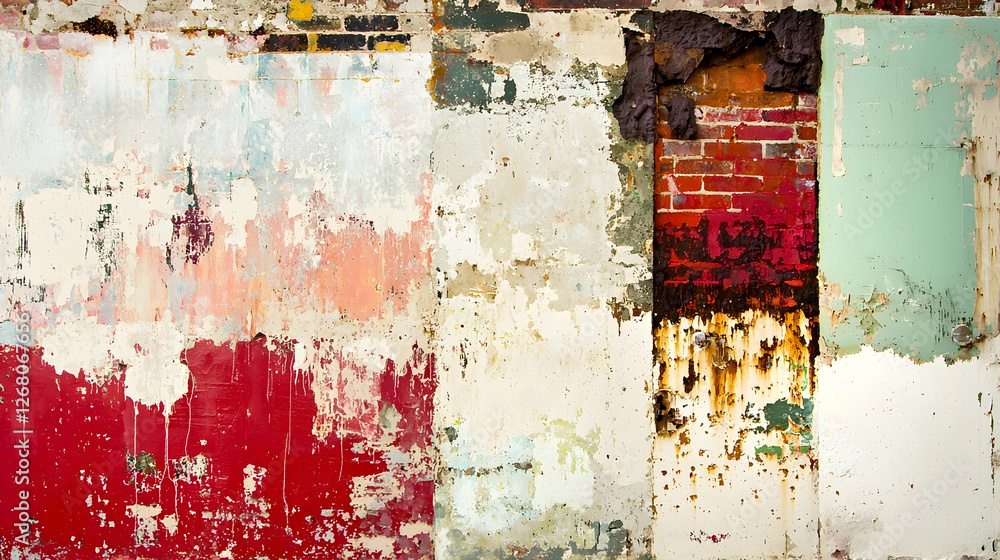 Fototapeta premium Urban Decay Peeling Paint, Brick, Rust Texture Background