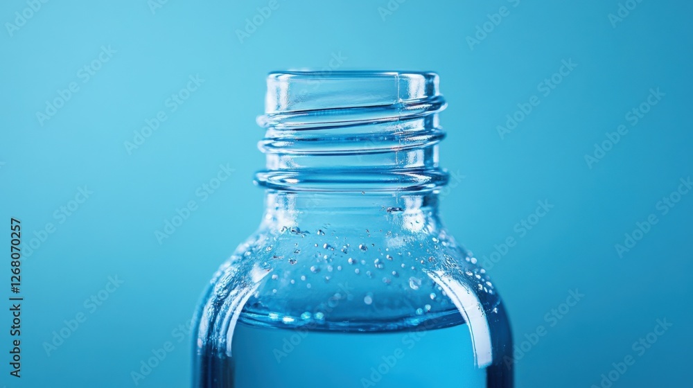clear bottle with water on blue background clear bottle with water on blue background